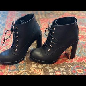 8W Torrid gold heel lace up booties